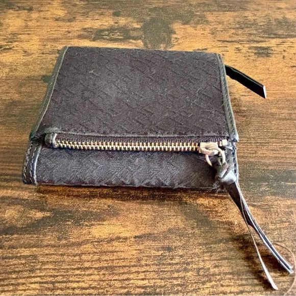 DKNY| Black 3-Fold  Canvas/Leather Small‎ 4 x 4” Wallet - Picture 2 of 4